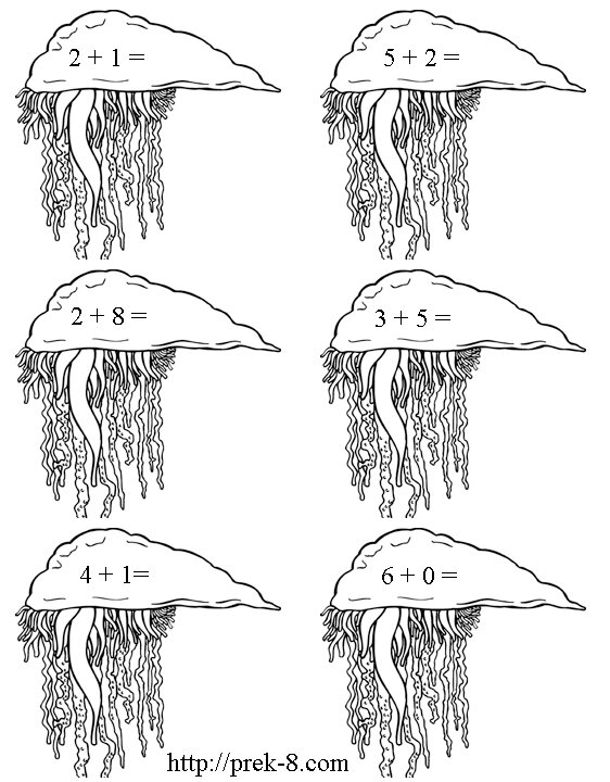  jellyfish sea animals color by number free printable math worksheets