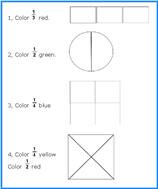 first grade free fractions math worksheets,first fractions worksheets for 1st grade students