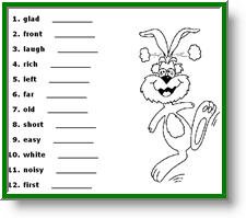 1st grade opposite words worksheets