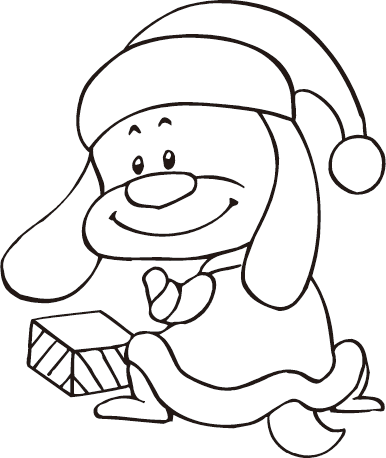 santa puppy coloring pictures