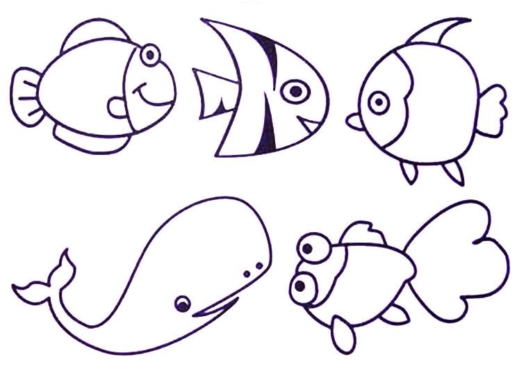 Children's ocean animal coloring picture