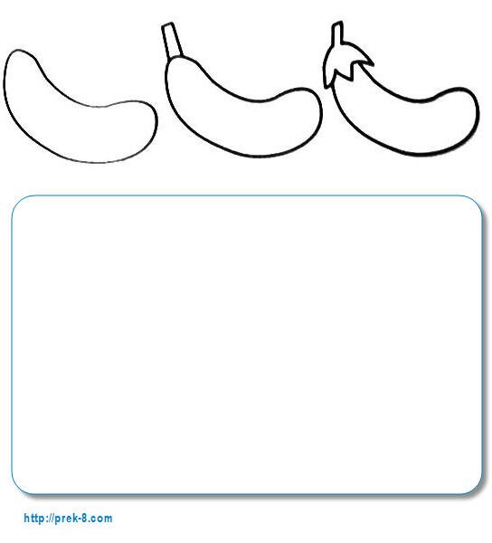 Free learn draw eggplant and vegetables page,free printable kids step by step drawing activities, coloring pages