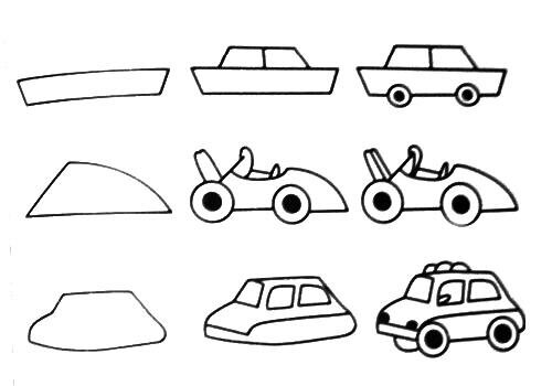 step by step teach you how to draw cars, airplanes