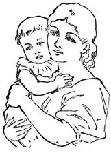 mom holding baby coloring pages