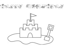 Online happy birthday castle cards to printout and color 