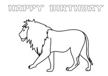 Coloring birthday banner font and lion cards two fold cards