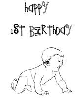  Baby's 1st birthday coloring picture and font greeting cards free printable greeting cards 