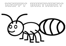free Cute worm coloring happy birthday cards