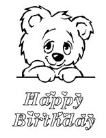  free Cartoon teddy bear with heart fonts for coloring printable kids birthday cards