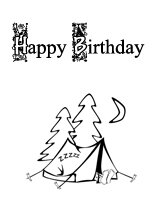  Night camp tent printable coloring birthday cards 