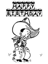 free Cowboy birthday card pictures to print and color 