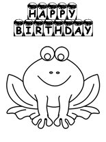  Happy frog free birthday cards for kids to color - 2 fold