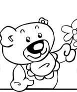 Teddy bear sending birthday flowers to you