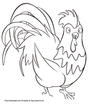 simple rooster coloring picture