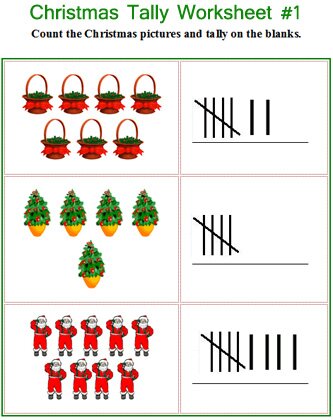 Christmas counting worksheets, holiday theme kids counting math worksheets