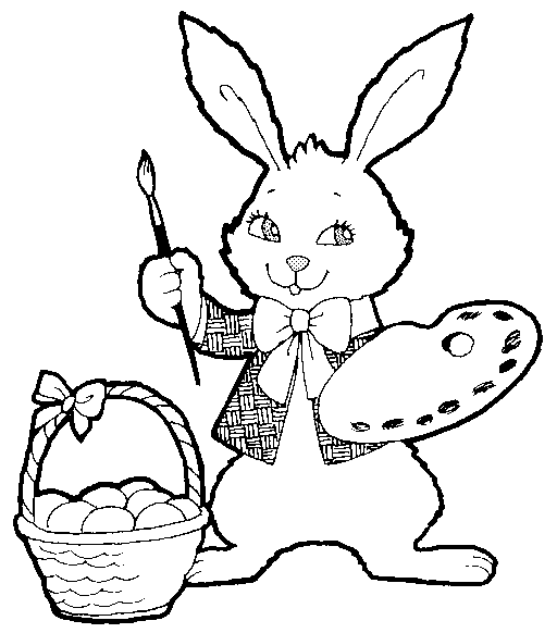 easter bunny with eggs coloring picture