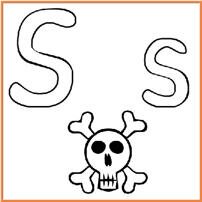 Halloween alphabet letter coloring worksheet and Halloween skull coloring page