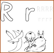 Halloween alphabet letter coloring worksheet and Halloween raven coloring page