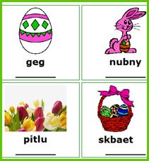 free Easter day word unscramble sheet 