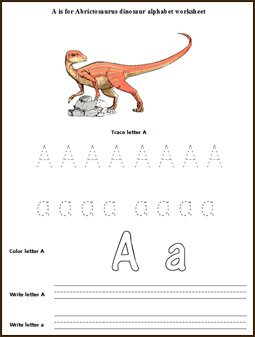 Free printable dinosaur alphabet worksheets, dinosaurs alphabet letters games, pre-k/kindergarten dinosaurs lesson plans and theme units