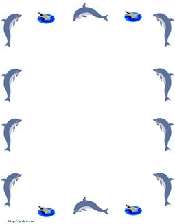 dolphin border paper, lined kids writing paper with dohpins templates