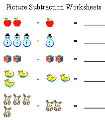 free printable picture subtraction math worksheets