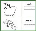 preschool Read, write, and color worksheets for letter a words, kids learning resources