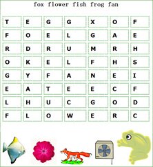 easy words search puzzles, preschool/pre-k words games