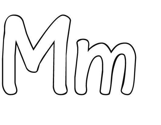 Free printable Letter m coloring page, learn to write Letter bctivities