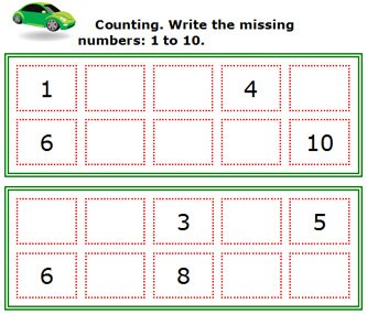 free printable preschool fill in missing numbers games, free preschool math games