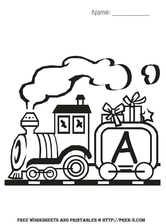 toy train decorative letters coloring book for kids