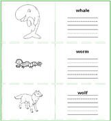 preschool Read, write, and color worksheets for words starting with Letter w, kids learning resources