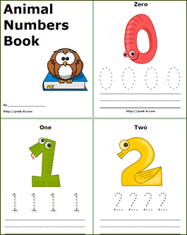 free printable PDF animal numbers Book - number 1 to 10