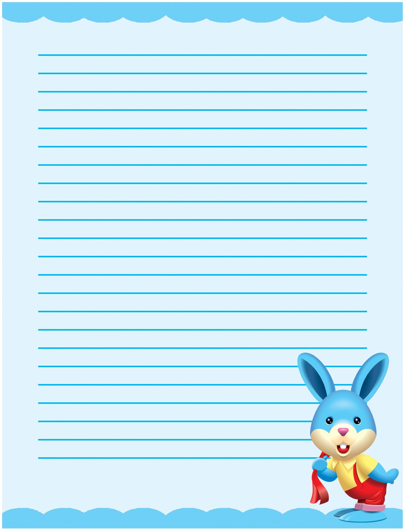 Cute bunny single lined writing paper template